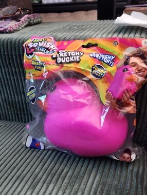 JARU Bright Pink Stretchy Duckie Squishy Toy